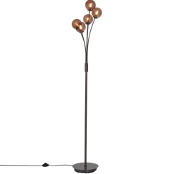 QAZQA Stehlampen|Wohnzimmerlampen*Design-Stehleuchte Bronze mit bronzefarbenem Glas, 5-flammig - Athen