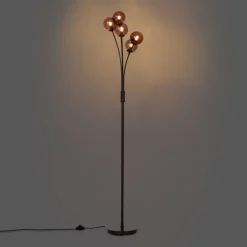 QAZQA Stehlampen|Wohnzimmerlampen*Design-Stehleuchte Bronze mit bronzefarbenem Glas, 5-flammig - Athen