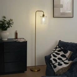 QAZQA Stehlampen|Wohnzimmerlampen*Design-Stehleuchte Bronze mit Klarglas - Domo