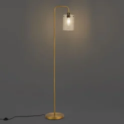 QAZQA Stehlampen|Wohnzimmerlampen*Design-Stehleuchte Bronze mit Klarglas - Domo