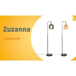 QAZQA Schlafzimmerlampen|Esszimmerlampen*Design-Stehleuchte schwarz mit Gold und Rauchglas – Zuzanna