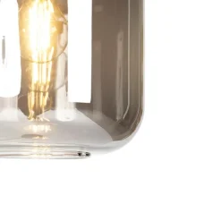 QAZQA Schlafzimmerlampen|Esszimmerlampen*Design-Stehleuchte schwarz mit Gold und Rauchglas – Zuzanna