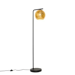 QAZQA Stehlampen|Wohnzimmerlampen*Design-Stehleuchte schwarz mit goldenem Glas - Bert
