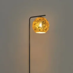 QAZQA Stehlampen|Wohnzimmerlampen*Design-Stehleuchte schwarz mit goldenem Glas - Bert