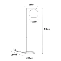 QAZQA Stehlampen|Wohnzimmerlampen*Design-Stehleuchte schwarz mit goldenem Glas - Bert
