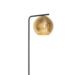 QAZQA Stehlampen|Wohnzimmerlampen*Design-Stehleuchte schwarz mit goldenem Glas - Bert