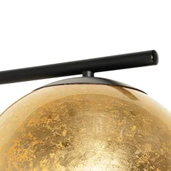 QAZQA Stehlampen|Wohnzimmerlampen*Design-Stehleuchte schwarz mit goldenem Glas - Bert
