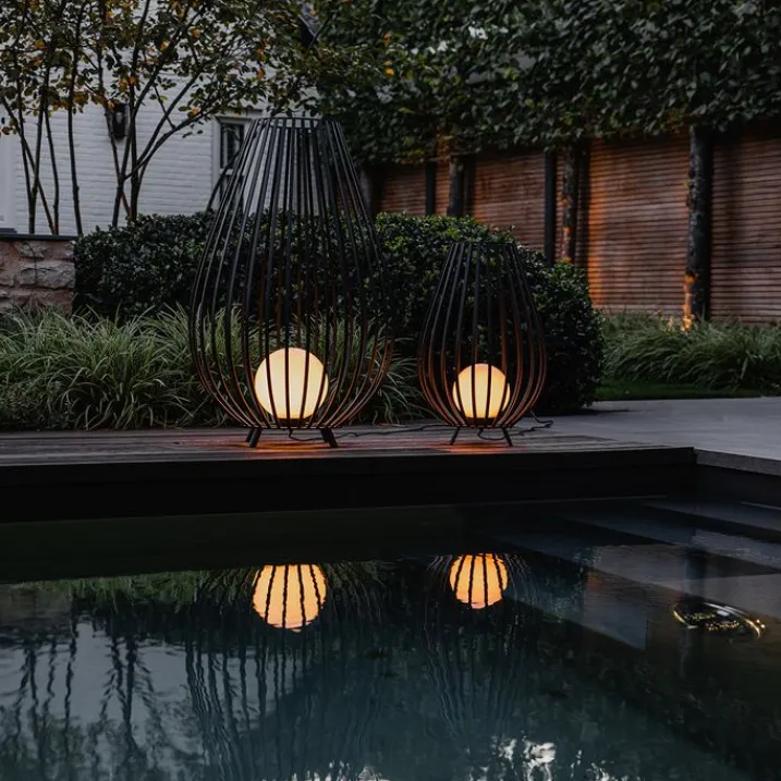 QAZQA Gartenbeleuchtung|Stehlampen*Design-Stehleuchte schwarz mit Opal 110 cm IP44 - Angela