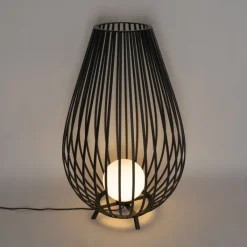 QAZQA Gartenbeleuchtung|Stehlampen*Design-Stehleuchte schwarz mit Opal 110 cm IP44 - Angela