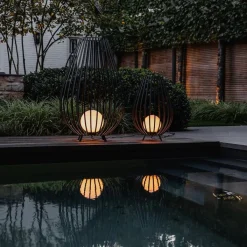 QAZQA Gartenbeleuchtung|Stehlampen*Design-Stehleuchte schwarz mit Opal 70 cm IP44 - Angela