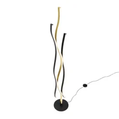 Trio Leuchten Led-Stehlampen|Stehlampen*Design-Stehleuchte Schwarz mit Gold inkl. Dimmbarer LED - Blaze