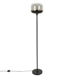 QAZQA Stehlampen|Wohnzimmerlampen*Design-Stehleuchte schwarz mit Gold und Rauchglas – Kyan