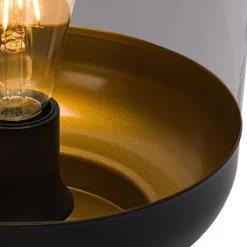 QAZQA Stehlampen|Wohnzimmerlampen*Design-Stehleuchte schwarz mit Gold und Rauchglas – Kyan