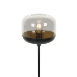 QAZQA Stehlampen|Wohnzimmerlampen*Design-Stehleuchte schwarz mit Gold und Rauchglas – Kyan