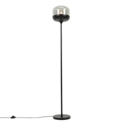 QAZQA Stehlampen|Wohnzimmerlampen*Design-Stehleuchte schwarz mit Gold und Rauchglas – Kyan