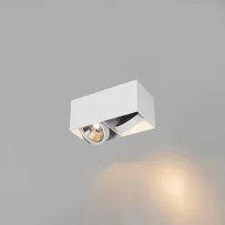 QAZQA Deckenstrahler|Aufbaustrahler*Designstrahler weiß rechteckig AR111 2-flammig - Box