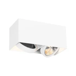 QAZQA Deckenstrahler|Aufbaustrahler*Designstrahler weiß rechteckig AR111 2-flammig - Box