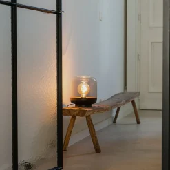 QAZQA Tischlampen|Wohnzimmerlampen*Design-Tischlampe schwarz mit Gold und Rauchglas – Kyan