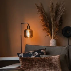 QAZQA Tischlampen|Wohnzimmerlampen*Design-Tischlampe schwarz mit Gold und Rauchglas - Zuzanna