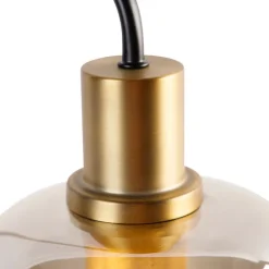 QAZQA Tischlampen|Wohnzimmerlampen*Design-Tischlampe schwarz mit Gold und Rauchglas - Zuzanna