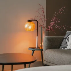 QAZQA Tischlampen|Wohnzimmerlampen*Design-Tischlampe schwarz mit goldenem Glas - Bert