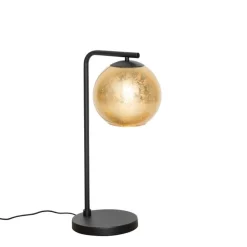 QAZQA Tischlampen|Wohnzimmerlampen*Design-Tischlampe schwarz mit goldenem Glas - Bert
