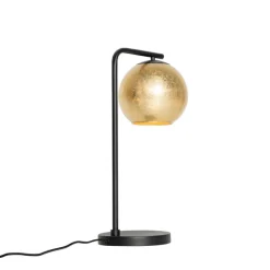 QAZQA Tischlampen|Wohnzimmerlampen*Design-Tischlampe schwarz mit goldenem Glas - Bert