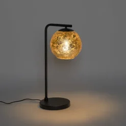 QAZQA Tischlampen|Wohnzimmerlampen*Design-Tischlampe schwarz mit goldenem Glas - Bert