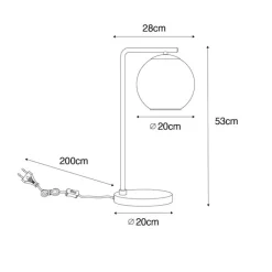 QAZQA Tischlampen|Wohnzimmerlampen*Design-Tischlampe schwarz mit goldenem Glas - Bert