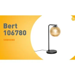 QAZQA Tischlampen|Wohnzimmerlampen*Design-Tischlampe schwarz mit goldenem Glas - Bert