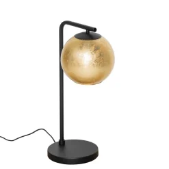 QAZQA Tischlampen|Wohnzimmerlampen*Design-Tischlampe schwarz mit goldenem Glas - Bert