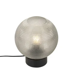 QAZQA Tischlampen|Wohnzimmerlampen*Design-Tischlampe schwarz mit Rauchglas - Chico