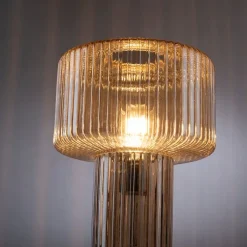 Paul Neuhaus Tischlampen|Wohnzimmerlampen*Design-Tischleuchte aus bernsteinfarbenem Glas - Andro