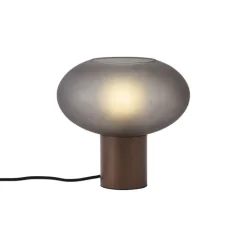 QAZQA Schlafzimmerlampen|Wohnzimmerlampen*Design-Tischleuchte Bronze mit mattgrauem Glas - Umbrella