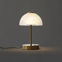 QAZQA Led-Tischleuchten|Tischlampen*Design-Tischleuchte Gold mit Opalglas inkl. LED Dimmbar - Joya