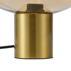 QAZQA Tischlampen|Wohnzimmerlampen*Design-Tischleuchte Messing mit bernsteinfarbenem Glas - Umbrella