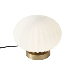 QAZQA Tischlampen|Wohnzimmerlampen*Design-Tischleuchte Messing mit Opalglas - Mochi