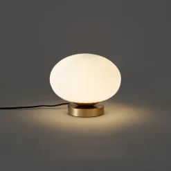 QAZQA Tischlampen|Wohnzimmerlampen*Design-Tischleuchte Messing mit Opalglas - Mochi