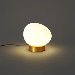 QAZQA Tischlampen|Wohnzimmerlampen*Design-Tischleuchte Messing mit Opalglas - Sally