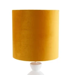 QAZQA Tischlampen|Wohnzimmerlampen*Design-Tischleuchte mit weißem Samtlampenschirm, gelb mit gold 25 cm - Alisia