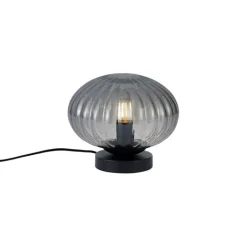 QAZQA Tischlampen|Wohnzimmerlampen*Design-Tischleuchte schwarz mit Rauchglas - Mochi