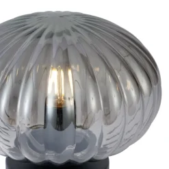 QAZQA Tischlampen|Wohnzimmerlampen*Design-Tischleuchte schwarz mit Rauchglas - Mochi