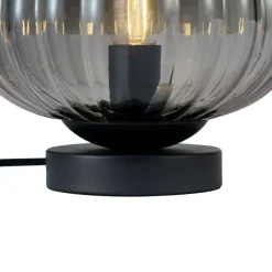 QAZQA Tischlampen|Wohnzimmerlampen*Design-Tischleuchte schwarz mit Rauchglas - Mochi