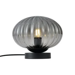 QAZQA Tischlampen|Wohnzimmerlampen*Design-Tischleuchte schwarz mit Rauchglas - Mochi