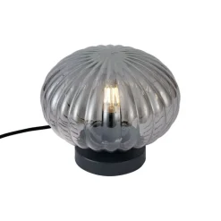 QAZQA Tischlampen|Wohnzimmerlampen*Design-Tischleuchte schwarz mit Rauchglas - Mochi