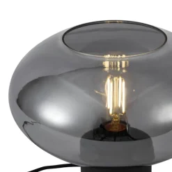 QAZQA Tischlampen|Wohnzimmerlampen*Design-Tischleuchte Schwarz mit Rauchglas - Umbrella