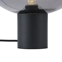 QAZQA Tischlampen|Wohnzimmerlampen*Design-Tischleuchte Schwarz mit Rauchglas - Umbrella