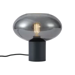 QAZQA Tischlampen|Wohnzimmerlampen*Design-Tischleuchte Schwarz mit Rauchglas - Umbrella