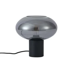 QAZQA Tischlampen|Wohnzimmerlampen*Design-Tischleuchte Schwarz mit Rauchglas - Umbrella