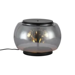 QAZQA Tischlampen|Wohnzimmerlampen*Design-Tischleuchte schwarz mit Rauchglas 3-flammig - Bino